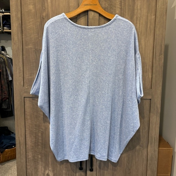 Pure J Jill Large Top Short Dolman Sleeve Light Blue Terry Cloth V Neck - Picture 5 of 8